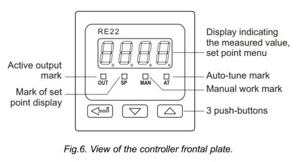 Controler de temperatura Lumel RE22 213008, 0/4...20 mA, 0...5/10 V, 1 iesire impuls 0/5 V, 1x110 V- 6