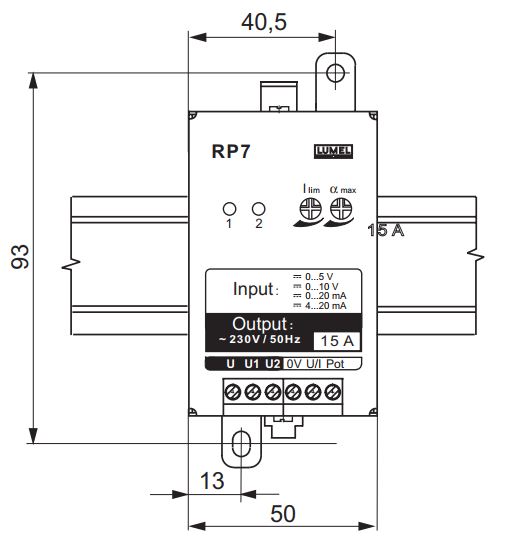 Controler de putere Lumel RP7 308, 15 A, 1x230 V 2 1x230 V